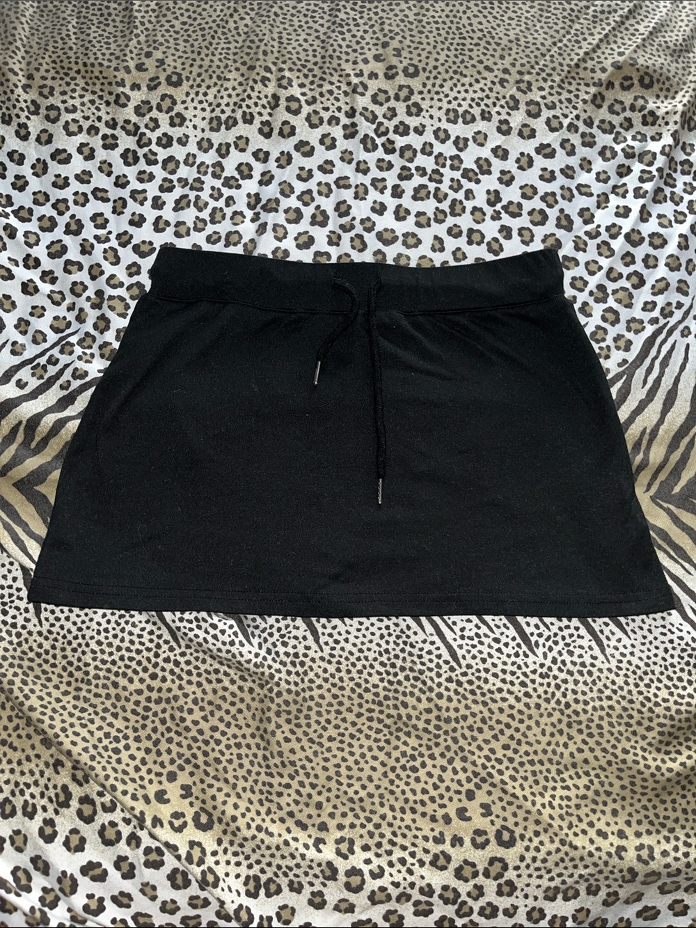 Black Drawstring Mini Skirt - Women